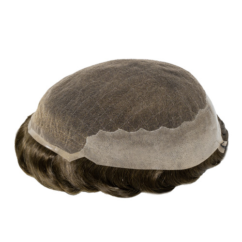 Mens Toupee M116XL Swiss Lace Poly Back Men's Hairpiece Extra Large Size