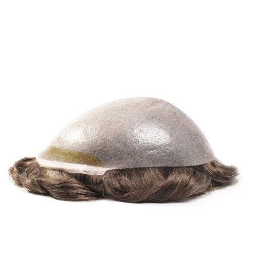 Toupee M101BF Thin Skin Hair Piece for Men with Bleached Knot Front