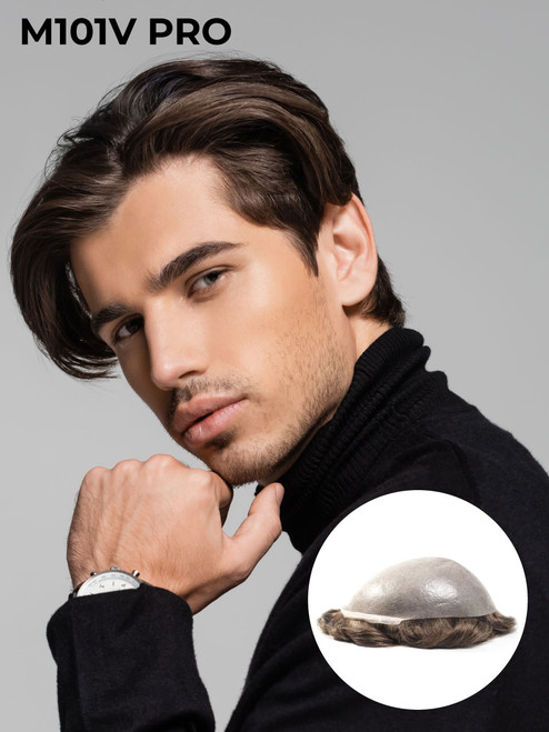 European Hair Men's toupee M101VPRO V-loop Skin Base
