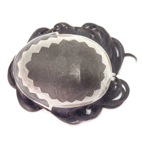 Toupee M110P Super Fine Welded Lace Hairpiece for Men with Clear Poly Painting Perimeter