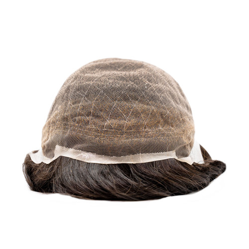 Mens Partial Wig PW106HD French Lace Poly Back Men's Hairpiece (PW106HD)