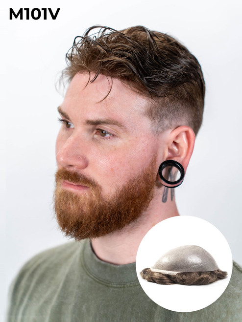 Men's toupee M101V V-loop thin Skin base
