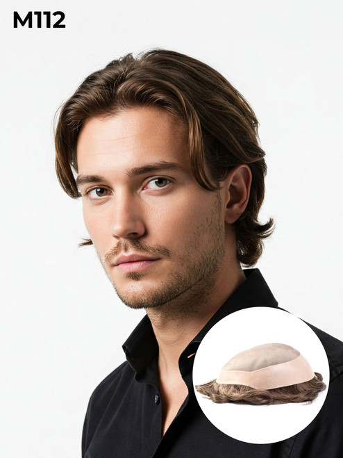 Mens Toupee M112 6"x8" Mono Top Mens Toupee