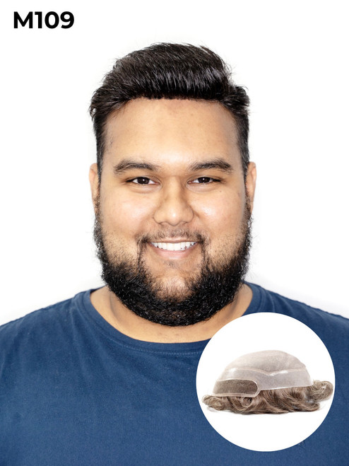 Mens Toupee M109 8"x10" Mono Top Lace Front Hair System
